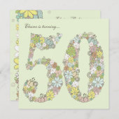 50e verjaardag Groene bloei Aangepaste Uitnodiging (Voorkant / Achterkant)