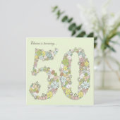 50e verjaardag Groene bloei Aangepaste Uitnodiging (Staand voorkant)