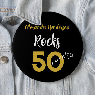 50e verjaardag Guitar Rocks 50 Gepersonaliseerd Ronde Button 6,0 Cm