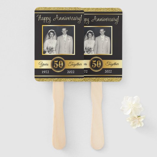 50e verjaardag, hand fan handwaaier (Voorkant en achterkant)