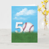 50e verjaardag honkbal in groen gras kaart (Gele Bloem)