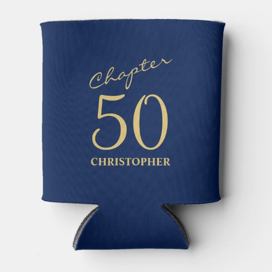 50e verjaardag Hoofdstuk 50 Blauw Goud Blikjeskoeler (Voorkant)