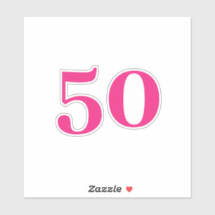 50e verjaardag Hot Pink Custom Leeftijd Nummer Vij Sticker
