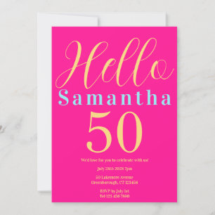 50e verjaardag Hot Pink Party Kaart
