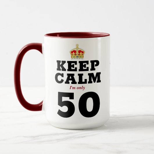 50e verjaardag Houd kalm toevoegen Bericht Funny Mok (Links)