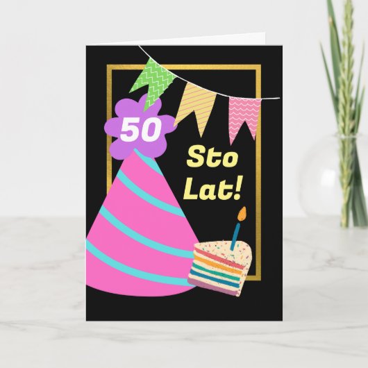 50e verjaardag in Pools Sto Lat Custom Year Kaart (Voorkant)