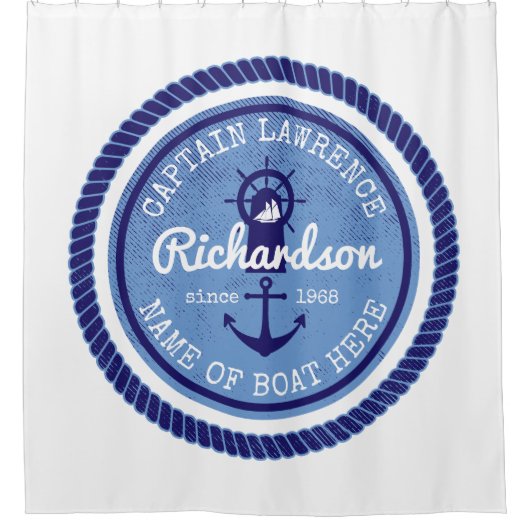 50e verjaardag kapitein Nautical Rope Anchor Helm Douchegordijn (Voorkant)