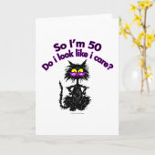 50e verjaardag kat kaart (Gele Bloem)