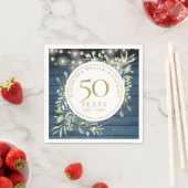 50e verjaardag kerstverlichting gebladerte rustiek servet (Insitu)