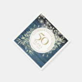 50e verjaardag kerstverlichting gebladerte rustiek servet (Hoek)