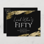50e verjaardag Kijk wie Goud Zwart Save the Date Briefkaart (Voorkant / Achterkant)
