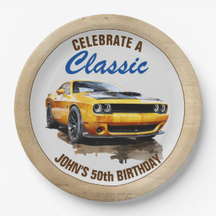 50e verjaardag klassieke spier auto papieren bordje