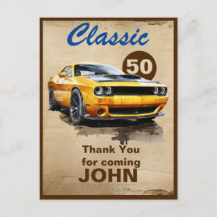 50e verjaardag Klassieke Spierauto Bedankt Briefkaart