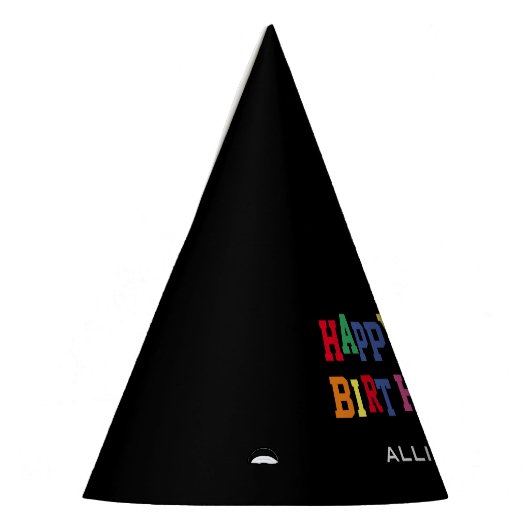 50e verjaardag kleurrijke ballonnen gepersonalisee feesthoedjes (Links)