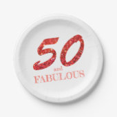 50e verjaardag Koraal Glitter Sparkle Papieren Bordje (Voorkant)