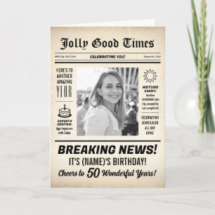 50e Verjaardag Krant, Foto Toevoegen, Gepersonalis Kaart