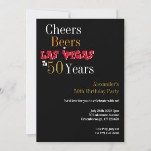 50e verjaardag Las Vegas Cheers and Beers Party Kaart