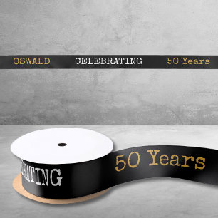 50e verjaardag Legendary Zwart Goud Retro Lint