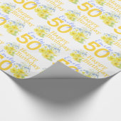 50e verjaardag lente bloem kunst genaamd cadeauoms cadeaupapier (Hoek)