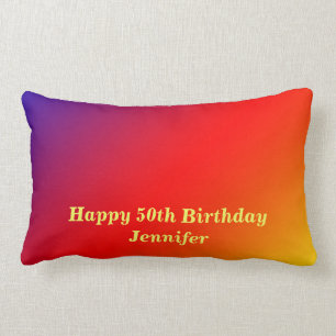 50e verjaardag Lumbar Pillow Vivid Rainbow Kussen