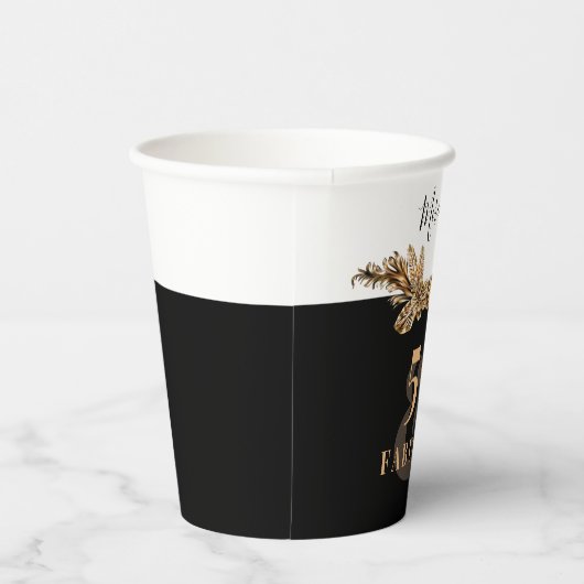 50e verjaardag Luxe Gouden Bloemen Elegant Klasse Papieren Bekers (Rechts)