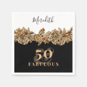 50e verjaardag Luxe Gouden Bloemen Elegant Klasse Servet (Voorkant)