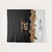 50e verjaardag Luxe Gouden Bloemen Elegant Klasse Wandkleed (Voorkant (horizontaal))