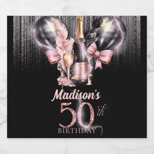 50e Verjaardag Luxe Roos Sparkling Wijnetiket (Enkel label)