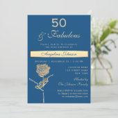 50e verjaardag Luxury Gold en Classic Blue Kaart (Staand voorkant)