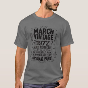 50e verjaardag maart 1972 Pisces Aries Zodiac Vint T-shirt