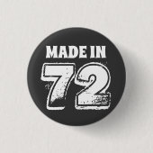 50e verjaardag Made in 72 Typografie Black Button (Voorkant)