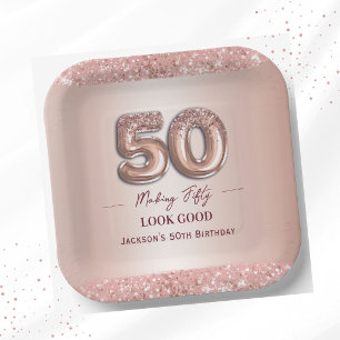 50e verjaardag Maken 50 Ziet Er Goed Uit Roze Goud Papieren Bordje