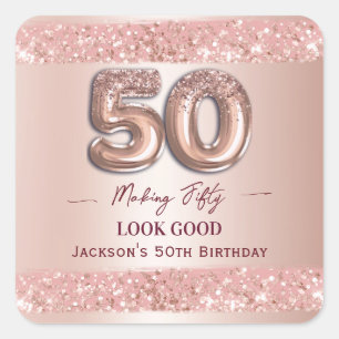 50e verjaardag Maken 50 Ziet Er Goed Uit Roze Goud Vierkante Sticker