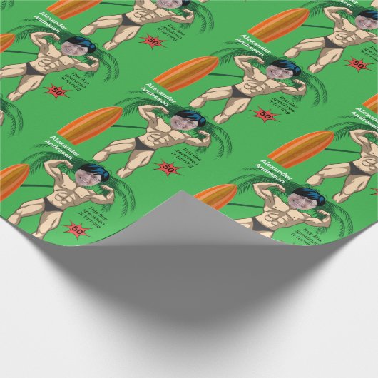 50e Verjaardag 💪🤣 Mannen Grappige Bodybuilder Sp Cadeaupapier (Hoek)