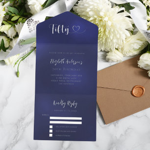 50e verjaardag marine blauw zilver rsvp all in one uitnodiging