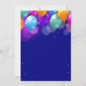 50e verjaardag marineblauw en goudkleurige ballonn kaart (Achterkant)