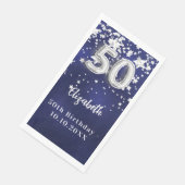 50e verjaardag marineblauw zilveren sterren servet (Hoek)