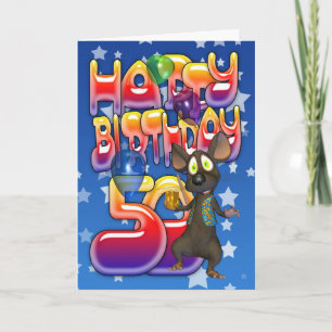 50e verjaardag met een kleine muis kaart