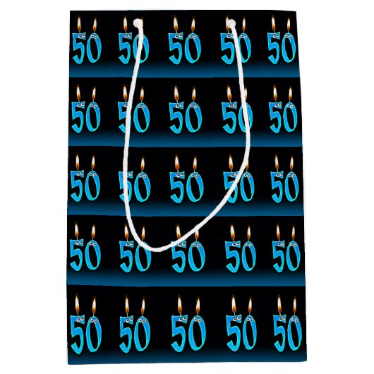 50e verjaardag met oogkaarsen medium cadeauzakje (Voorkant)