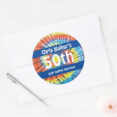 50e verjaardag met retro stropdas verf en naam ronde sticker (Envelop)