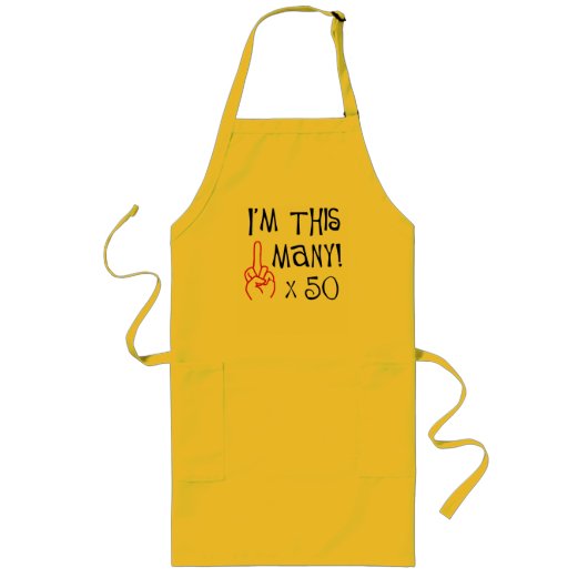 50e verjaardag Midden-Vingergroet Lang Schort (Voorkant)
