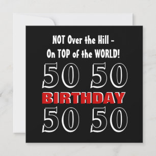 50e verjaardag Modern Red Silver Black Funny Y161 Kaart