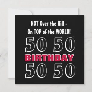 50e verjaardag Modern Red Silver Black Funny Y164 Kaart