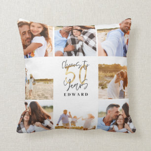 50e verjaardag moderne foto-collage voor zwart en  kussen