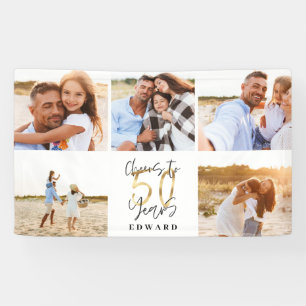 50e verjaardag moderne foto-collage voor zwart en  spandoek