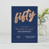 50e verjaardag Moderne Gold & Blue | 50 Kaart (Staand voorkant)