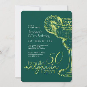 50e verjaardag Moderne Groene Margarita Fiesta Kaart