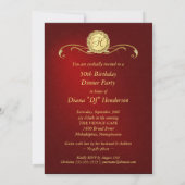 50e verjaardag -  monogram rood en goud kaart (Achterkant)