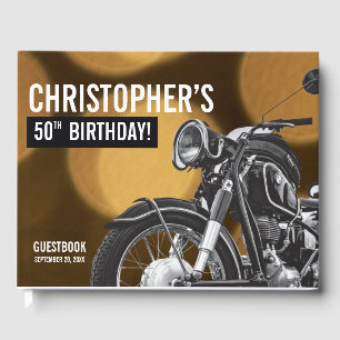 50e verjaardag Motorfiets Goud en Zwart thema Gastenboek