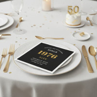 50e Verjaardag Naam 1976 Zwart Goud Elegant Chic